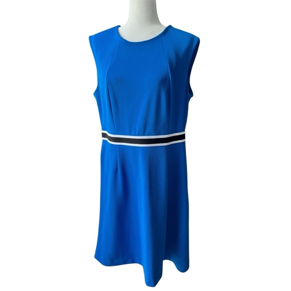 Nine West Dresses & Skirts - Nine West sz 14 Blue A-Line Midi Dress Preppy Professional boat Nautical coastal